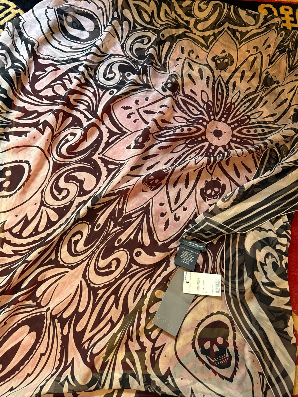 Alexander McQueen Paisley Silk Skull Scarf NWT